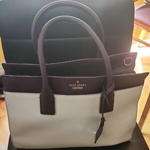 Kate Spade Two-Tone Satchel in Cream and Dark Brown Used